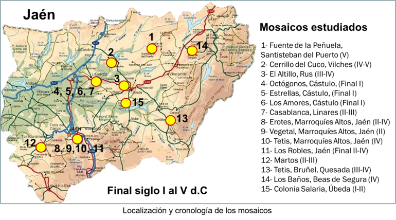 Localización y cronología de los mosaicos