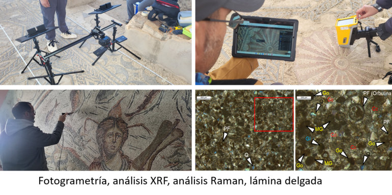 Fotogrametría, análisis XRF, análisis Raman, lámina delgada